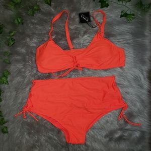 Neon Orange plus size Bikini Swimming Suit 1XL